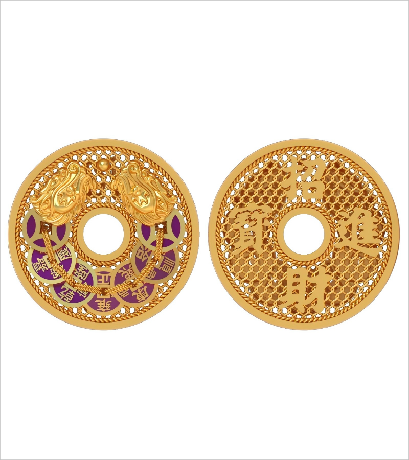 Y46219-五帝钱平安扣 ￥15