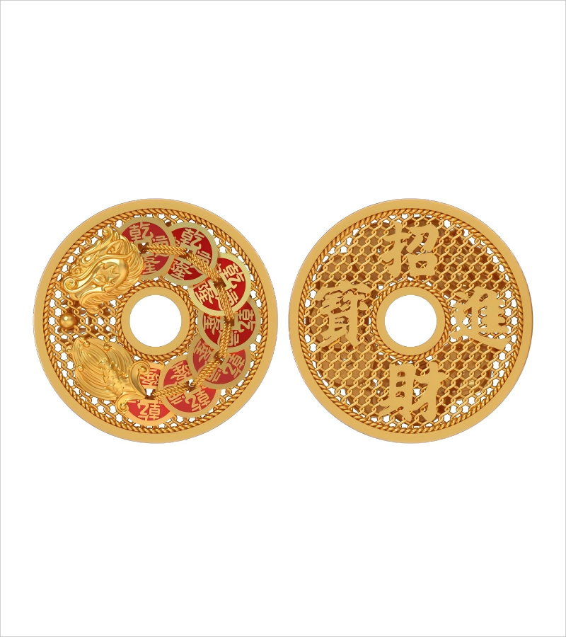 Y46203-五帝钱平安扣 ￥15